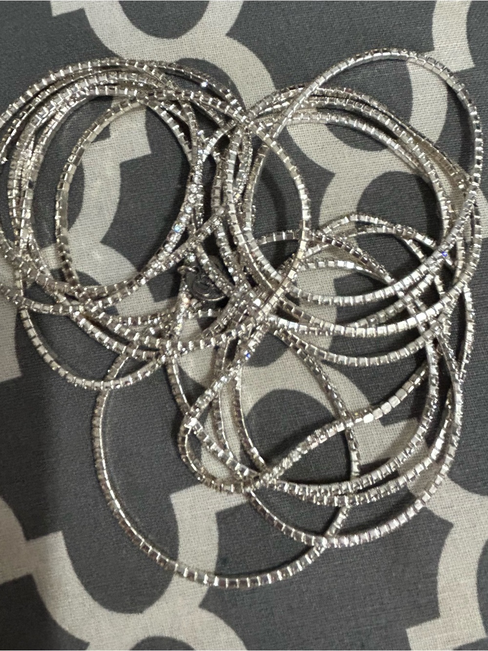 Pink Panache Silver Beaded Stretch Bangle Set - Women Jewelry